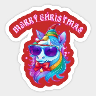 cute Christmas unicorn with Christmas hat Sticker